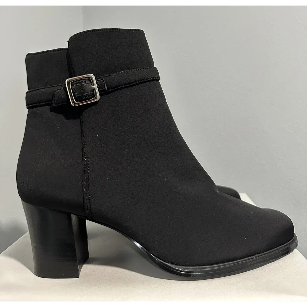 Karen Scott Boots Womens Size 7.5 Black Riser Side Zip Block Heel Bootie New